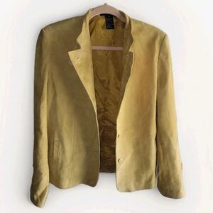 Mel & Lisa Genuine Pig Suede Mustard Jacket Blazer Women's Size 8 Medium